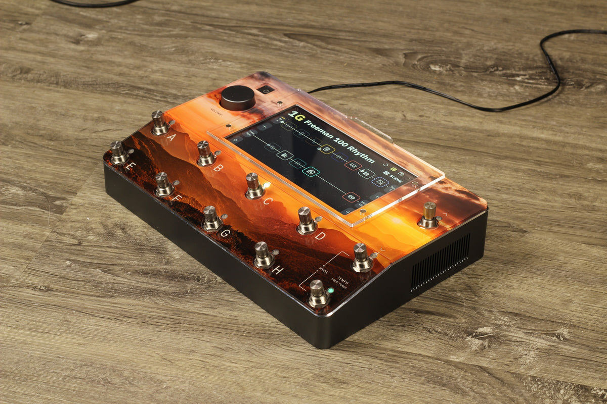 Neural DSP Quad Cortex Design Line protector, Sunset print, angled view