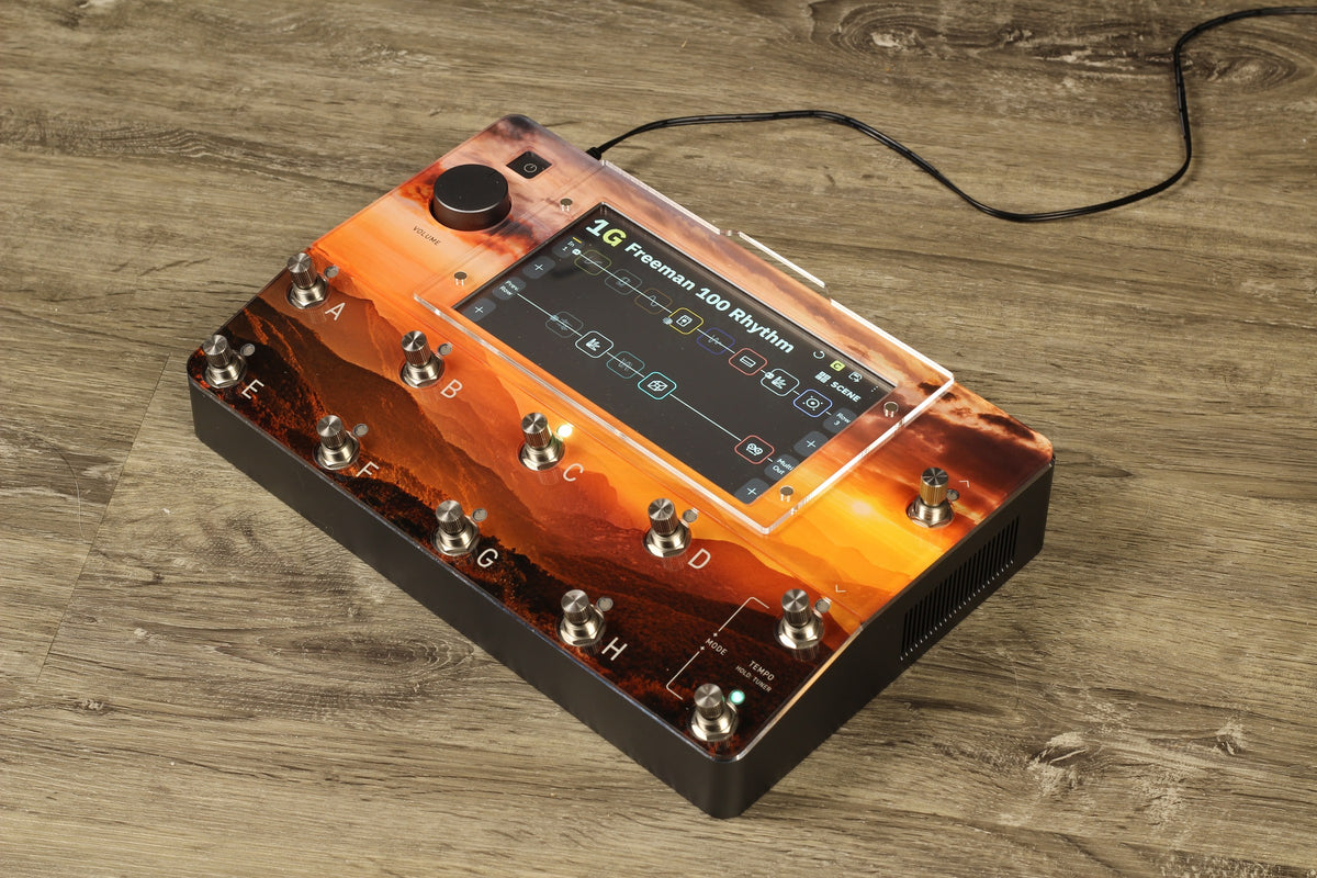 Neural DSP Quad Cortex Design Line protector, Sunset print, angled view