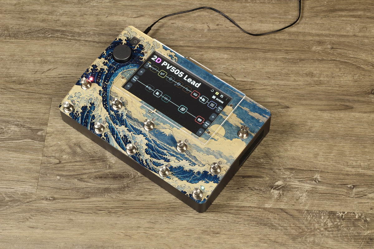 Neural DSP Quad Cortex Design Line protector, Great Wave print, angled view
