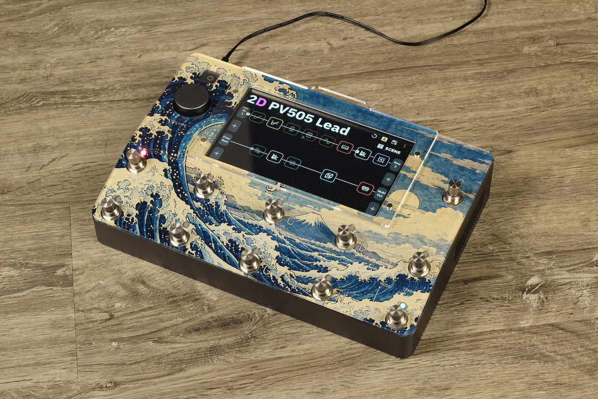 Neural DSP Quad Cortex Design Line protector, Great Wave print, angled view