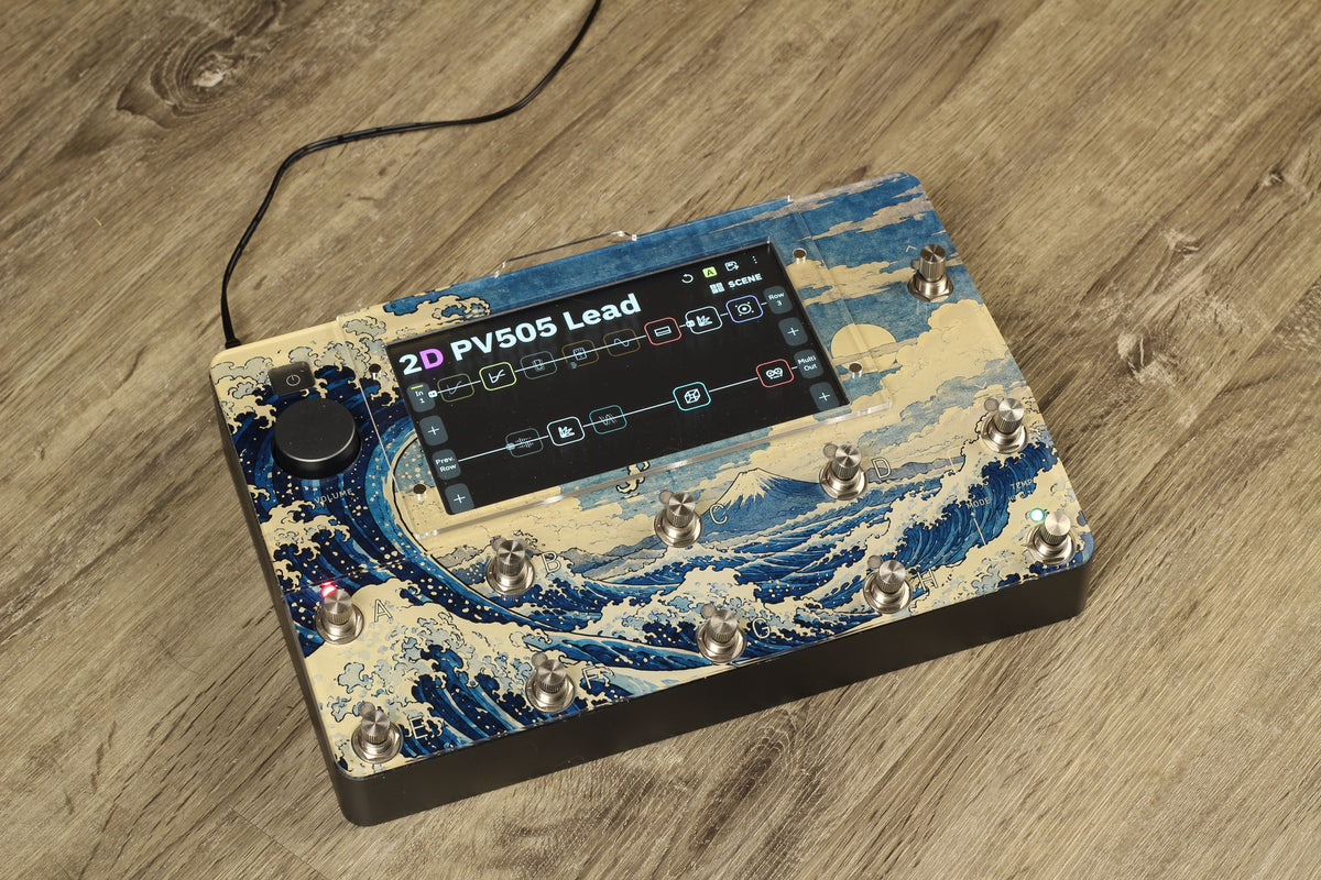 Neural DSP Quad Cortex Design Line protector, Great Wave print, angled view