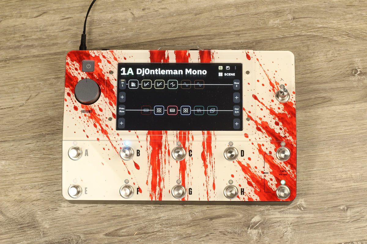 Neural DSP Quad Cortex Design Line protector, Red Splatter print, top view