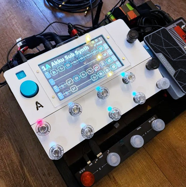 Neural DSP Quad Cortex with the white ProtectYourGear acrylic shield and the clear display cover